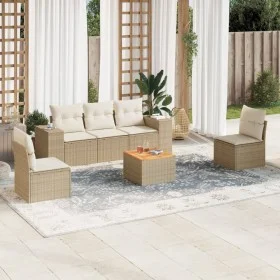 Garden sofa set with cushions 6 pieces beige synthetic rattan by , Garden sets - Ref: Foro24-3257717, Price: 429,89 €, Discou...