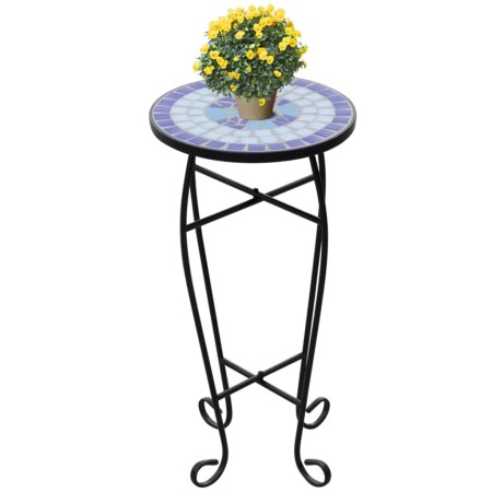 Blau-weißer Mosaik-Beistelltisch mit Pflanzenmotiv von , Topfständer - Ref: Foro24-41128, Preis: 40,76 €, Rabatt: %