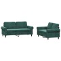 Dark green velvet 2-piece sofa set with cushions by , Sofas - Ref: Foro24-3202212, Price: 541,48 €, Discount: %