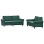 Dark green velvet 2-piece sofa set with cushions by , Sofas - Ref: Foro24-3202212, Price: 531,29 €, Discount: %
