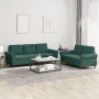 Dark green velvet 2-piece sofa set with cushions by , Sofas - Ref: Foro24-3202252, Price: 566,72 €, Discount: %