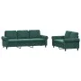Dark green velvet 2-piece sofa set with cushions by , Sofas - Ref: Foro24-3202252, Price: 566,72 €, Discount: %