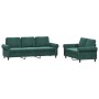 Zweiteilige Sofagarnitur aus dunkelgrünem Samt mit Kissen von , Sofas - Ref: Foro24-3202252, Preis: 576,87 €, Rabatt: %