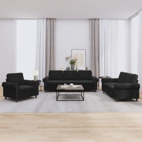 Juego de sofás con cojines 3 piezas terciopelo negro de , Sofás - Ref: Foro24-3202175, Precio: 737,31 €, Descuento: %