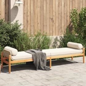 Garden bench with beige acacia synthetic rattan cushion by , garden benches - Ref: Foro24-366301, Price: 224,32 €, Discount: %