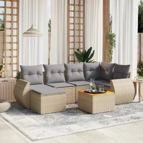 7-piece garden sofa set and beige synthetic rattan cushions by , Garden sets - Ref: Foro24-3257438, Price: 464,68 €, Discount: %