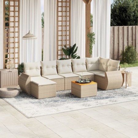 Garden sofa set with beige cushions 8 pcs PE rattan by , Garden sets - Ref: Foro24-3257444, Price: 546,25 €, Discount: %