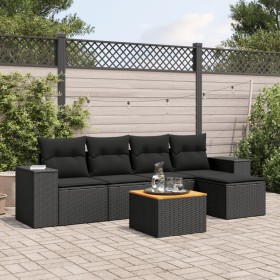 6-teiliges Gartensofa-Set und schwarze synthetische Rattankissen von , Gartensets - Ref: Foro24-3257749, Preis: 390,07 €, Rab...