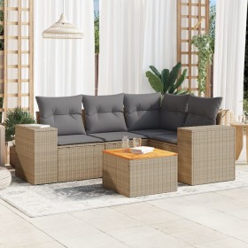 Garden sofa set with cushions 5 pieces beige synthetic rattan by , Garden sets - Ref: Foro24-3225429, Price: 332,88 €, Discou...
