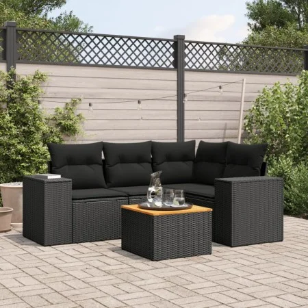 5-teiliges Gartenmöbel-Set und schwarze synthetische Rattankissen von , Gartensets - Ref: Foro24-3257756, Preis: 358,29 €, Ra...