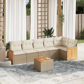 7-teiliges Gartensofa-Set und beigefarbene synthetische Rattankissen von , Gartensets - Ref: Foro24-3260077, Preis: 495,81 €,...