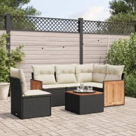 6-teiliges Gartensofa-Set und schwarze synthetische Rattankissen von , Gartensets - Ref: Foro24-3260061, Preis: 371,20 €, Rab...
