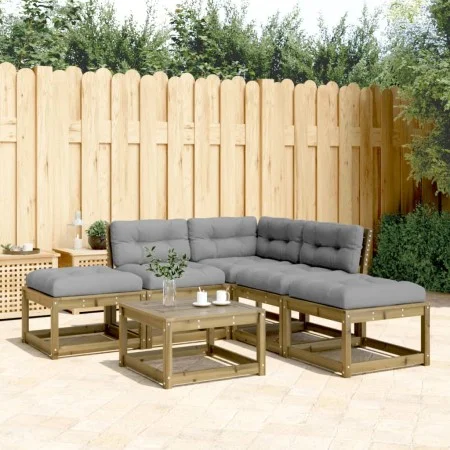 5-piece garden sofa set with impregnated pine wood cushions by , Garden sets - Ref: Foro24-3216964, Price: 454,74 €, Discount: %