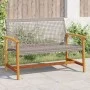 Garden bench in acacia wood and gray PE rattan 112 cm by , Modular outdoor sofas - Ref: Foro24-367599, Price: 95,19 €, Discou...