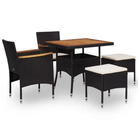 Garden dining set 5 pieces synthetic rattan and black acacia wood by vidaXL, Garden sets - Ref: Foro24-46169, Price: 303,86 €...