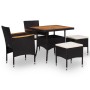 Set comedor jardín 5 pzas ratán sintético y madera acacia negro de vidaXL, Conjuntos de jardín - Ref: Foro24-46169, Precio: 3...