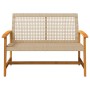 Gartenbank aus Akazienholz und beigem PE-Rattan 112 cm von , Modulare Sofas für den Außenbereich - Ref: Foro24-367600, Preis:...
