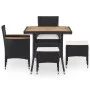 Garden dining set 5 pieces synthetic rattan and black acacia wood by vidaXL, Garden sets - Ref: Foro24-46169, Price: 303,86 €...