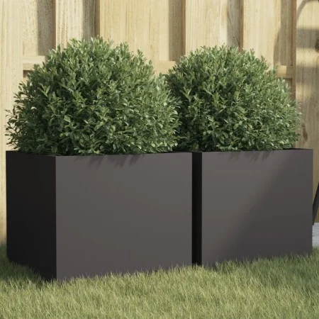 Planters 2 units black cold rolled steel 32x30x29 cm by , Pots and planters - Ref: Foro24-841536, Price: 61,12 €, Discount: %