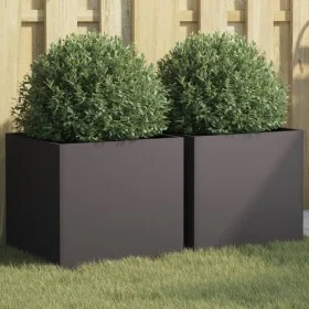 Planters 2 units black cold rolled steel 42x40x39 cm by , Pots and planters - Ref: Foro24-841548, Price: 75,54 €, Discount: %