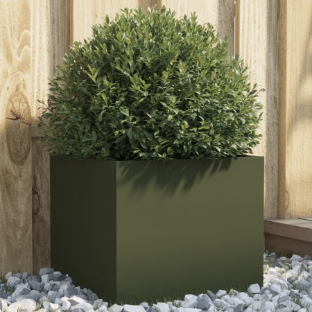 Jardinera de acero laminado en frío verde oliva 32x30x29 cm de , Maceteros y jardineras - Ref: Foro24-841541, Precio: 37,05 €