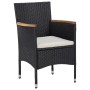 Set comedor jardín 5 pzas ratán sintético y madera acacia negro de vidaXL, Conjuntos de jardín - Ref: Foro24-46169, Precio: 3...