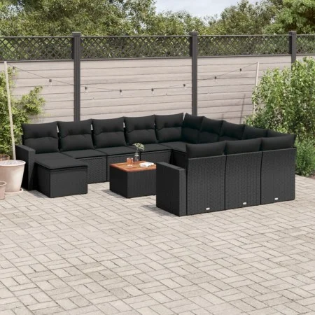 Garden sofa and cushion set 13 pieces black synthetic rattan by , Modular outdoor sofas - Ref: Foro24-3224424, Price: 844,47 ...