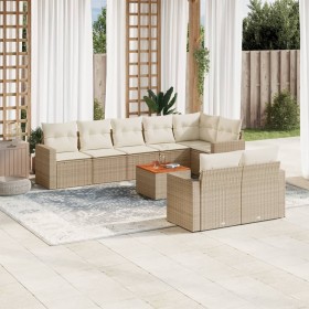 Set de sofás de jardín 9 pzas con cojines ratán sintético beige de , Conjuntos de jardín - Ref: Foro24-3224210, Precio: 600,1...