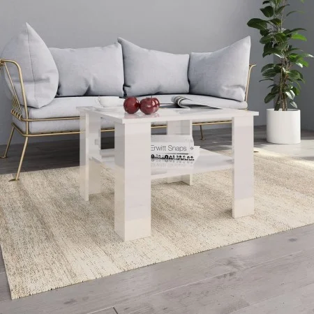 Mesa de centro madera contrachapada blanco brillante 60x60x42cm de vidaXL, Mesas de centro - Ref: Foro24-800213, Precio: 47,3...