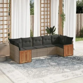 Set de sofás de jardín 7 piezas con cojines ratán PE gris de , Conjuntos de jardín - Ref: Foro24-3260352, Precio: 466,49 €, D...
