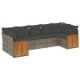 7-piece garden sofa set with gray PE rattan cushions by , Garden sets - Ref: Foro24-3260352, Price: 443,13 €, Discount: %