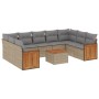 Gartensofa-Set mit beigen Kissen, 10-teilig, synthetisches Rattan von , Gartensets - Ref: Foro24-3260365, Preis: 644,33 €, Ra...