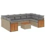 Gartensofa-Set mit beigen Kissen, 10-teilig, synthetisches Rattan von , Gartensets - Ref: Foro24-3260365, Preis: 643,68 €, Ra...