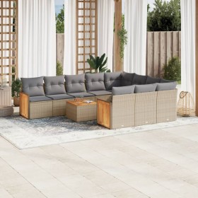 11-teiliges Gartensofa-Set mit beigen synthetischen Rattankissen von , Gartensets - Ref: Foro24-3260428, Preis: 665,37 €, Rab...