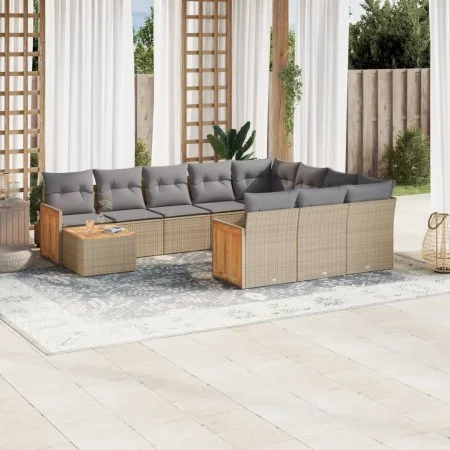 Set de sofás de jardín 11pzas con cojines ratán sintético beige de , Conjuntos de jardín - Ref: Foro24-3260449, Precio: 677,3...