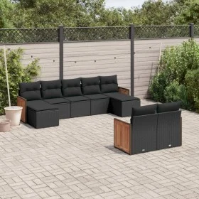 8-teiliges Gartensofa-Set und schwarze synthetische Rattankissen von , Gartensets - Ref: Foro24-3260480, Preis: 558,79 €, Rab...