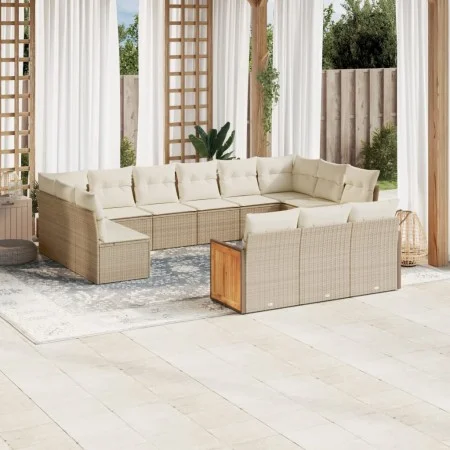 Gartensofa-Set mit Kissen, 13-teilig, beiges synthetisches Rattan von , Gartensets - Ref: Foro24-3260539, Preis: 888,88 €, Ra...
