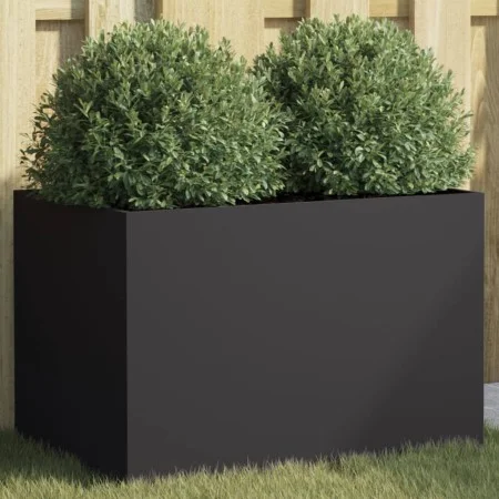 Schwarzer Pflanzkasten aus kaltgewalztem Stahl, 62 x 40 x 39 cm von , Töpfe und Pflanzgefäße - Ref: Foro24-841595, Preis: 64,...