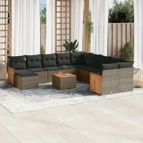12-teiliges Gartensofa-Set mit grauen synthetischen Rattankissen von , Gartensets - Ref: Foro24-3260660, Preis: 757,84 €, Rab...