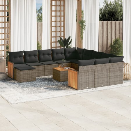 Gartensofa-Set mit Kissen, 13-teilig, graues synthetisches Rattan von , Gartensets - Ref: Foro24-3260674, Preis: 791,63 €, Ra...