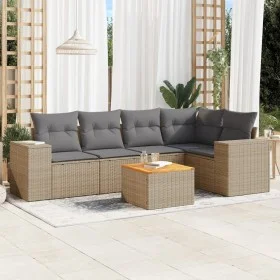 Gartensofa-Set mit Kissen, 6-teilig, beiges synthetisches Rattan von , Gartensets - Ref: Foro24-3225436, Preis: 396,08 €, Rab...