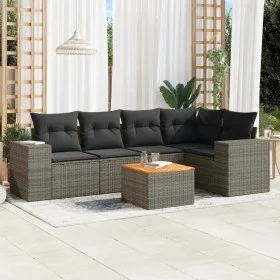 6-piece garden furniture set and gray synthetic rattan cushions by , Garden sets - Ref: Foro24-3257768, Price: 387,89 €, Disc...