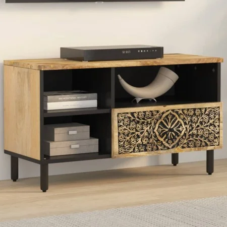 Solid mango wood TV cabinet 80x33x46 cm by , TV Furniture - Ref: Foro24-358229, Price: 80,79 €, Discount: %