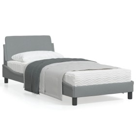 Light gray fabric bed frame with headboard 80x200 cm by , Beds and slatted bases - Ref: Foro24-373065, Price: 111,74 €, Disco...