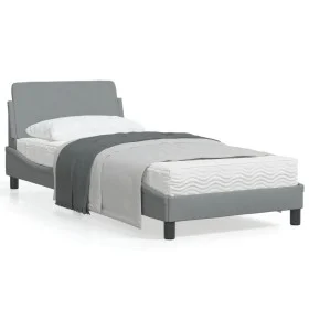 Light gray fabric bed frame with headboard 80x200 cm by , Beds and slatted bases - Ref: Foro24-373065, Price: 101,58 €, Disco...