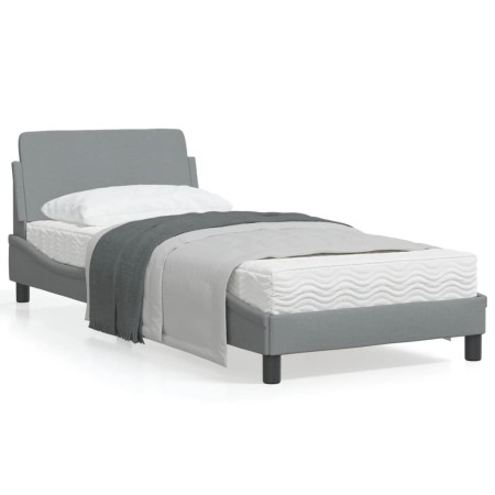 Light gray fabric bed frame with headboard 80x200 cm by , Beds and slatted bases - Ref: Foro24-373065, Price: 111,74 €, Disco...