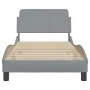 Light gray fabric bed frame with headboard 80x200 cm by , Beds and slatted bases - Ref: Foro24-373065, Price: 101,58 €, Disco...