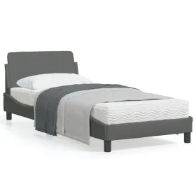 Estructura de cama con cabecero de tela gris oscuro 90x190 cm de , Camas y somieres - Ref: Foro24-373086, Precio: 110,03 €, D...