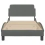 Dark gray fabric bed frame with headboard 90x190 cm by , Beds and slatted bases - Ref: Foro24-373086, Price: 110,03 €, Discou...