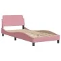 Estructura de cama con cabecero de terciopelo rosa 90x200 cm de , Camas y somieres - Ref: Foro24-373117, Precio: 118,88 €, De...